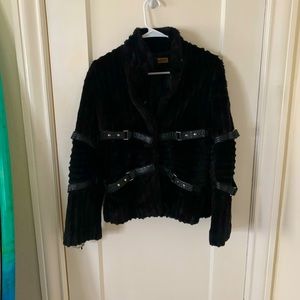 Black faux fur coat great for burning man